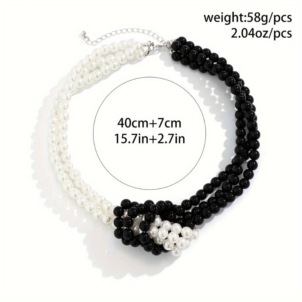 Elegant Black and White Necklace with Beaded Strands - Picture 8 of 12